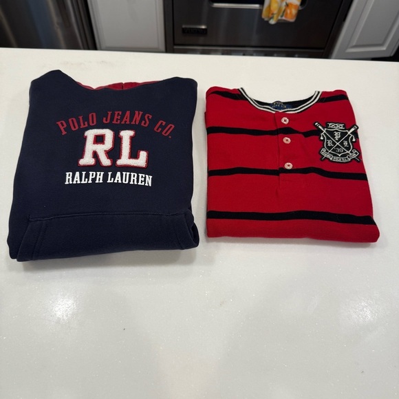 Ralph Lauren Boys 2 PCS SET Rowing Club Henley Shirt & Navy Pullover Hoodie Sz 6 - Picture 16 of 16